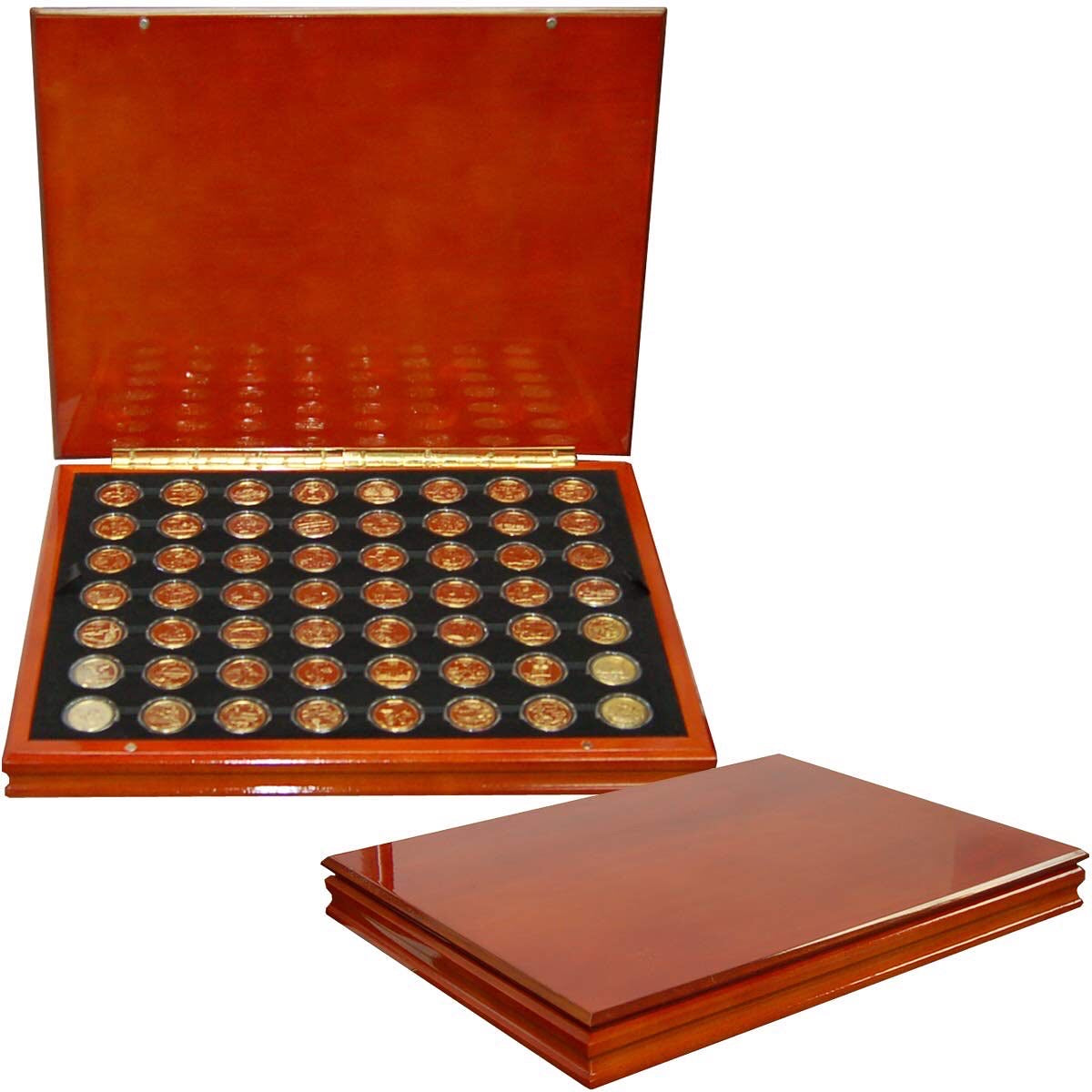 1999-2009 Cuarto de dólar 50 estado en capas de oro Set en Collectors Wood Box