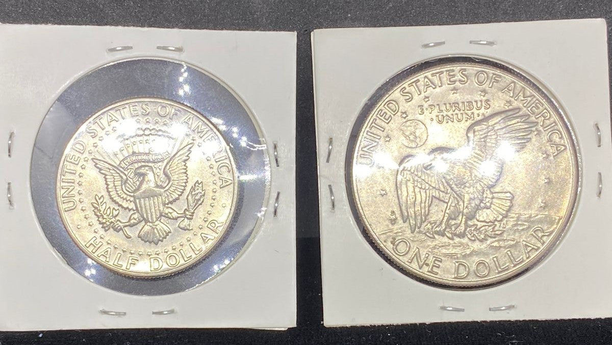 Dupleta de plata sin circular 1972 y1974