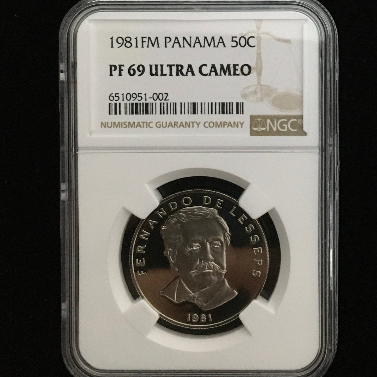 50 centésimos de Balboa de 1981 - Fernando de Lesseps - PF69