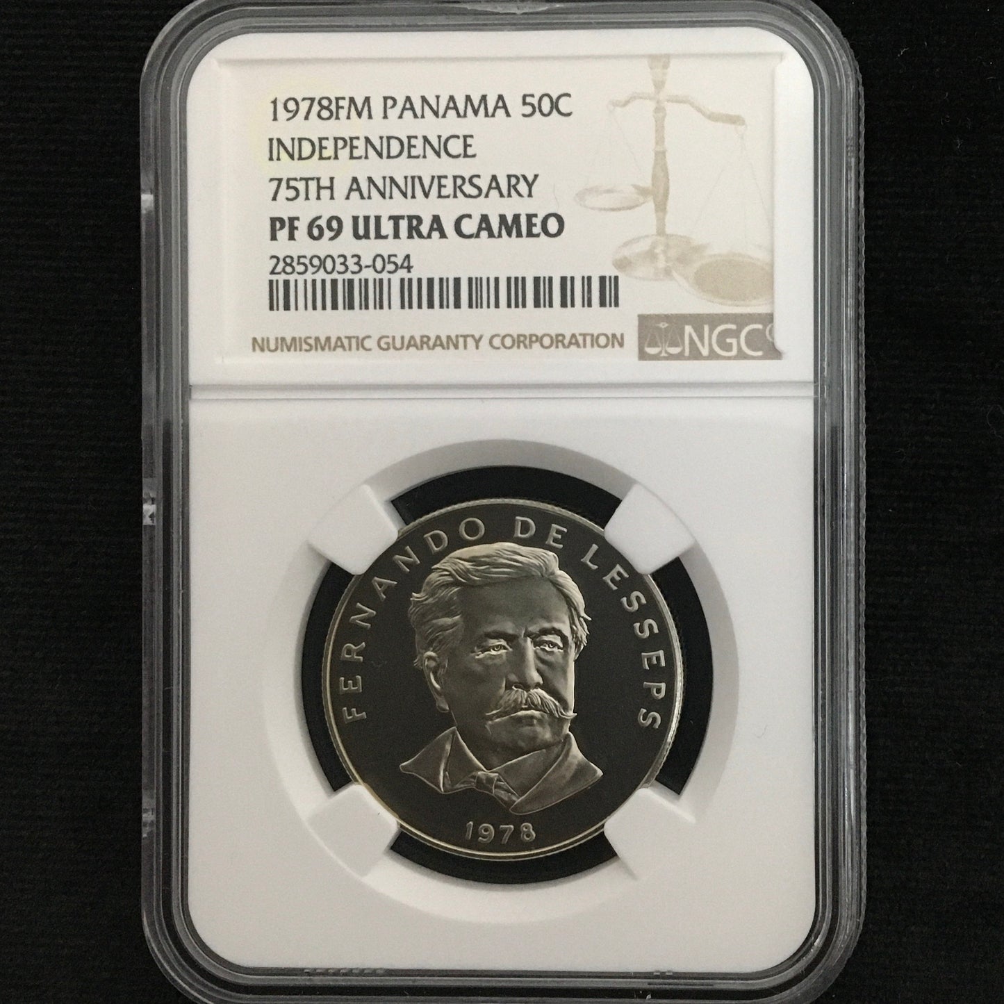 50 centésimos de Balboa de 1978 - Fernando de Lesseps - PF69