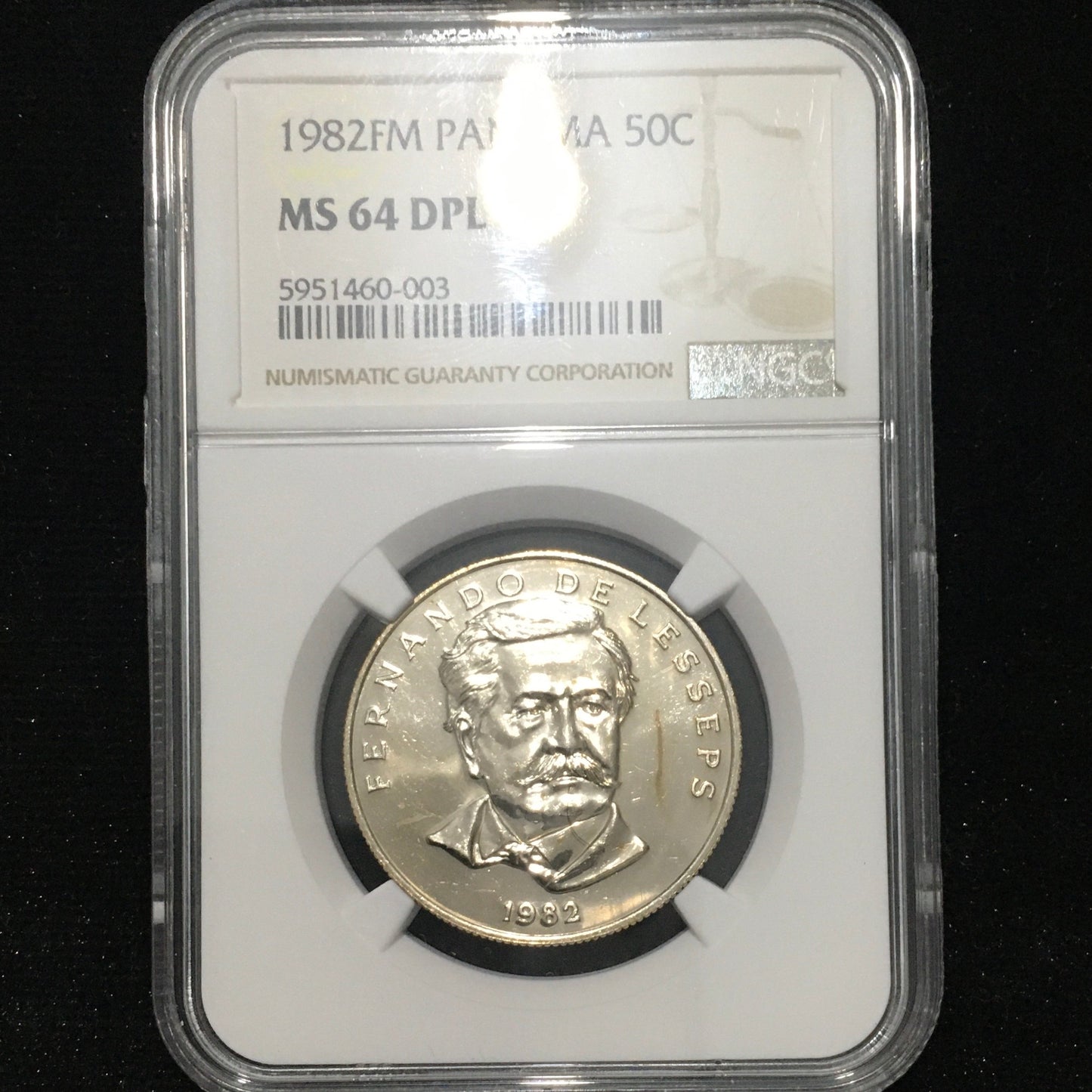 50 centésimos de Balboa de 1982 - Fernando de Lesseps - MS64 DPL