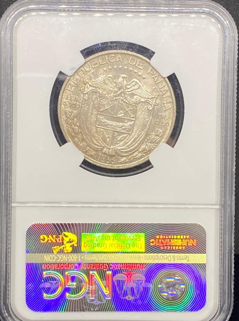 Moneda certificada 1/2B 1953 NGC64