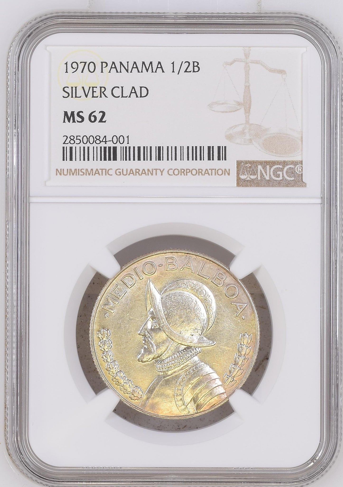 1970 Panamá 1/2B MS62 Silver