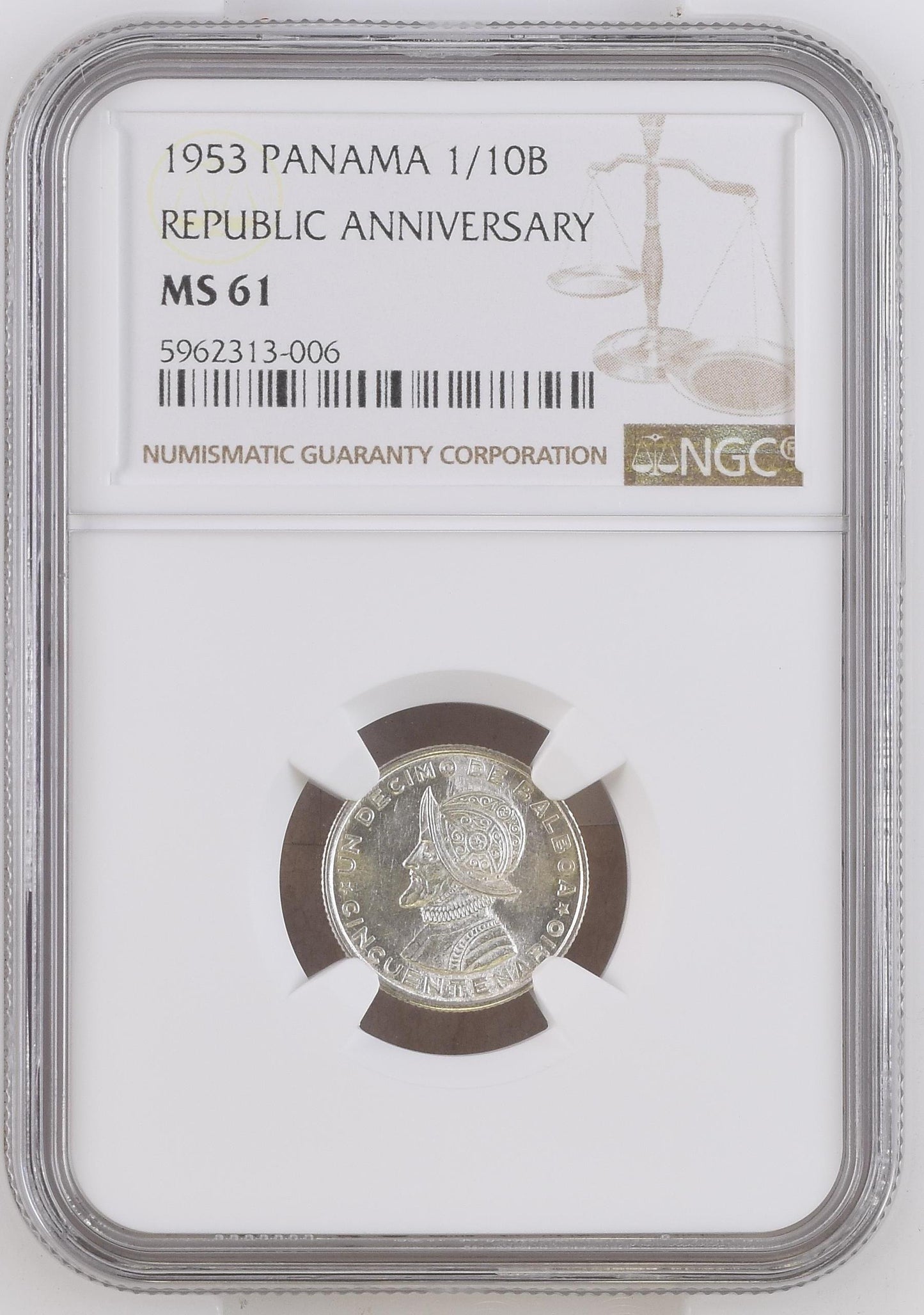 1953 Panamá 1/10B NGC MS61