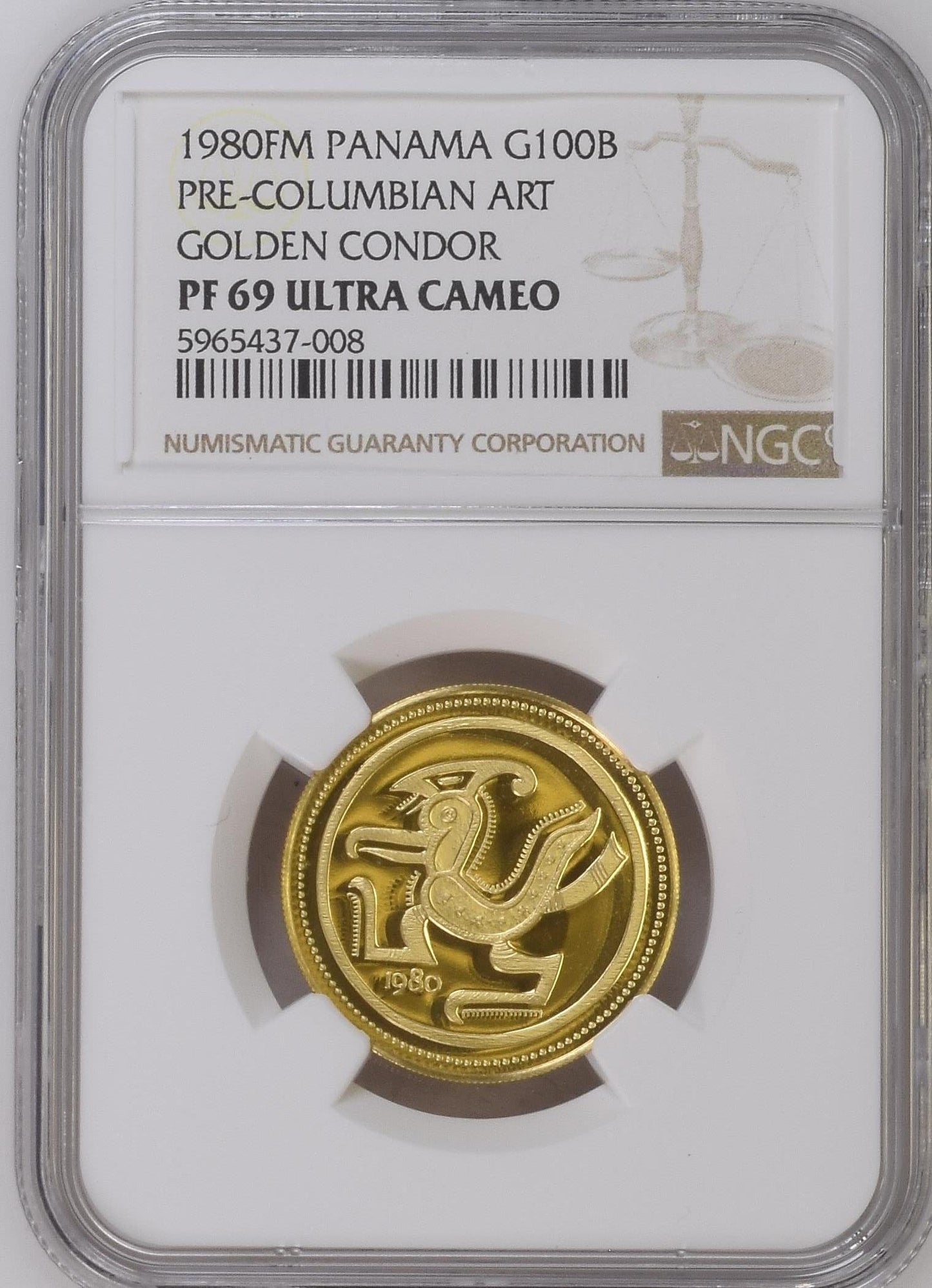 Moneda de 100 Balboa 1980 PF69