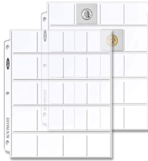 20 monedas de bolsillo 2x2 2 x 2 páginas de carpeta de álbumes marca BCW