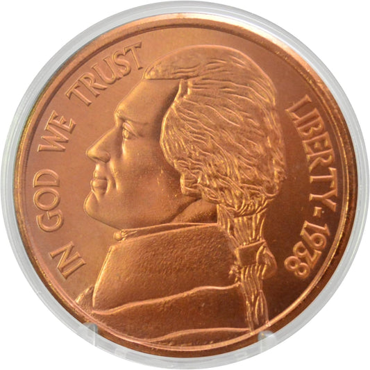 Jefferson - Moneda de cobre puro 0.999 de 1 oz.