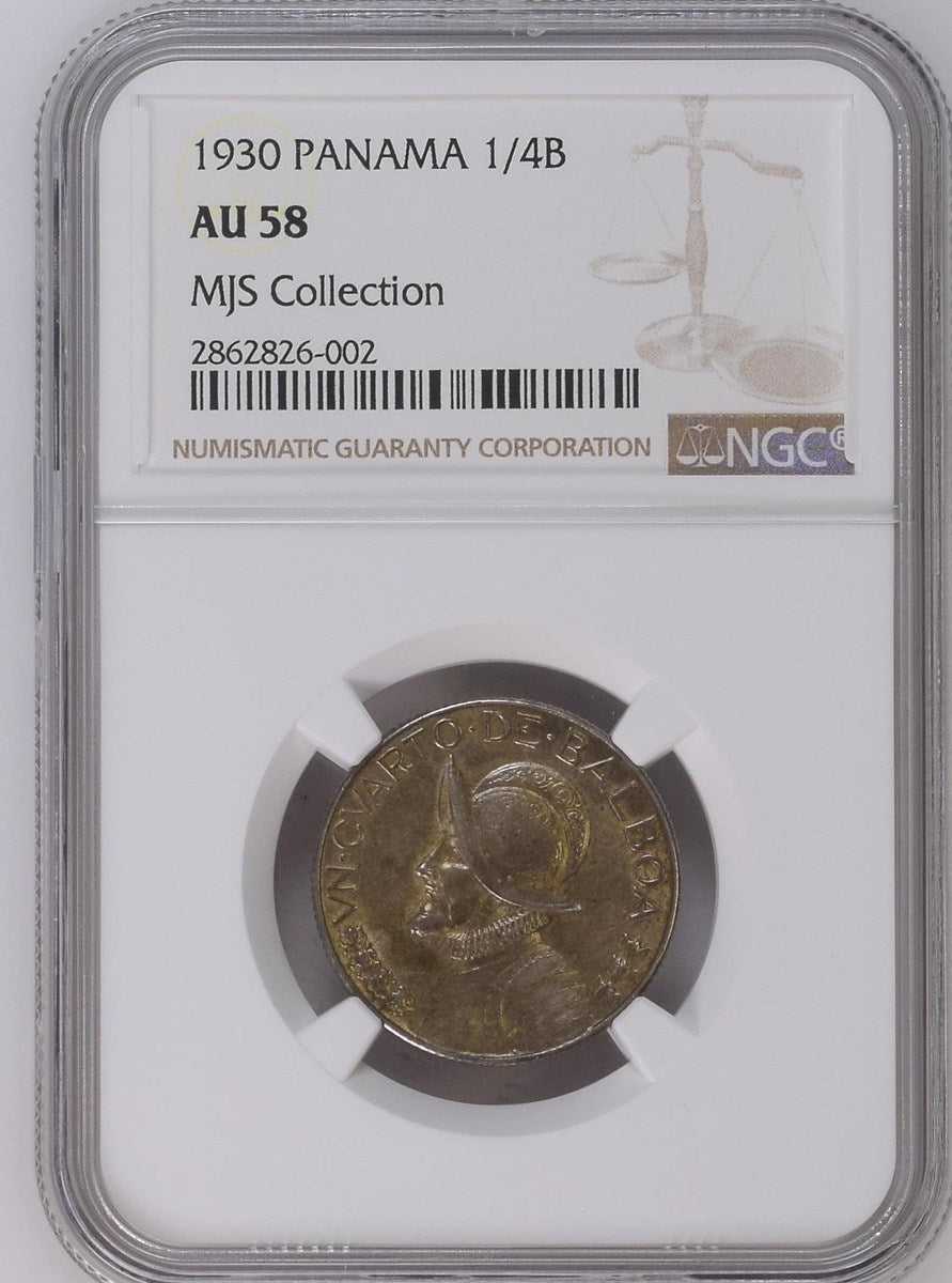 1/4 de Balboa Panamá 1930 NGC AU58