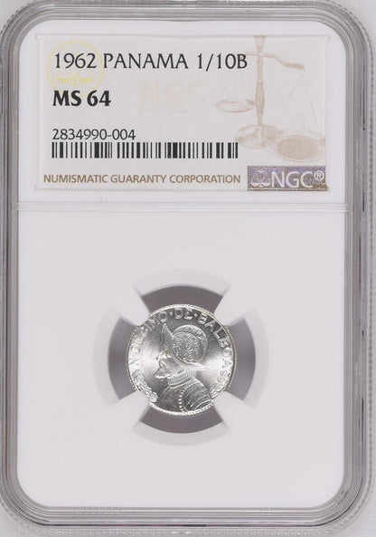 1/10 de Balboa Panamá 1962 NGC MS64