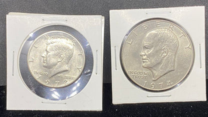 Dupleta de plata sin circular 1972 y1974