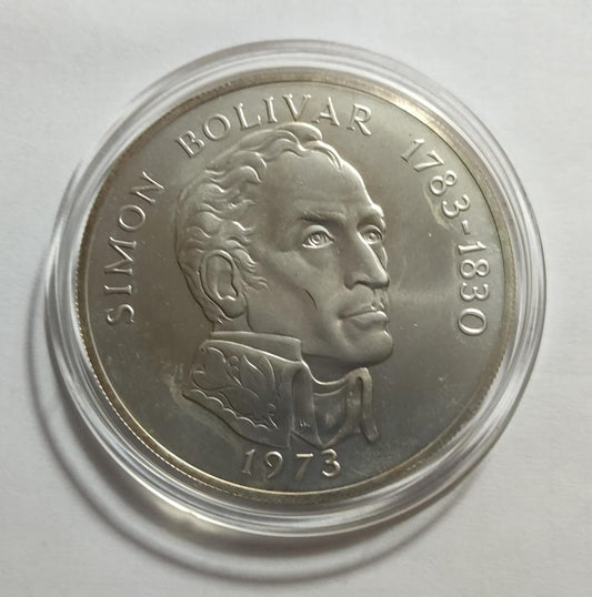 Moneda de 20 Balboas, año 1973. Plata 0.925