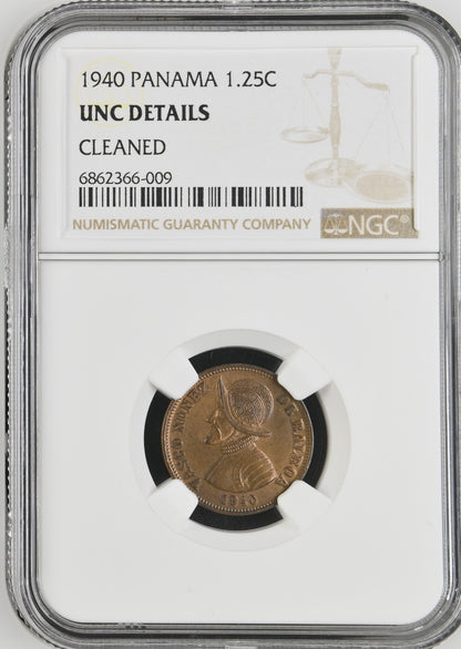 1 cuartillo de 1.25 centésimos 1940 certificada NGC