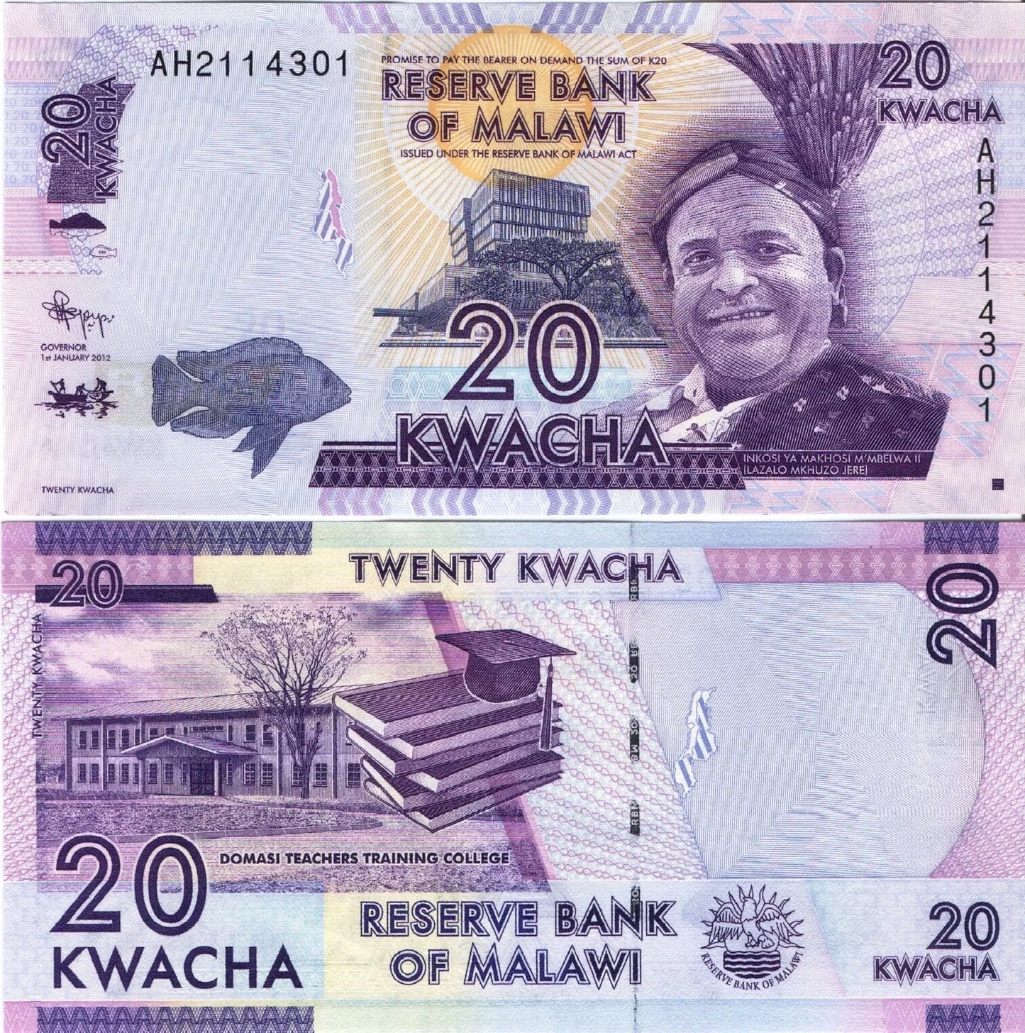 Reserva del Banco de Malawi 20 Kwacha.