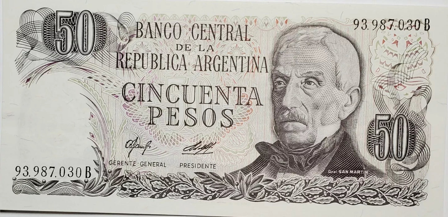 Banco Central De La Republica Argentina Cincuenta Pesos